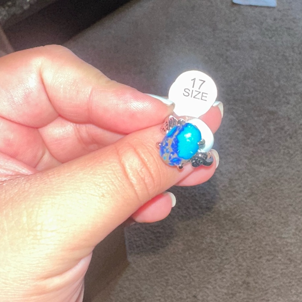 Stunning Blue Silver Women's Ring